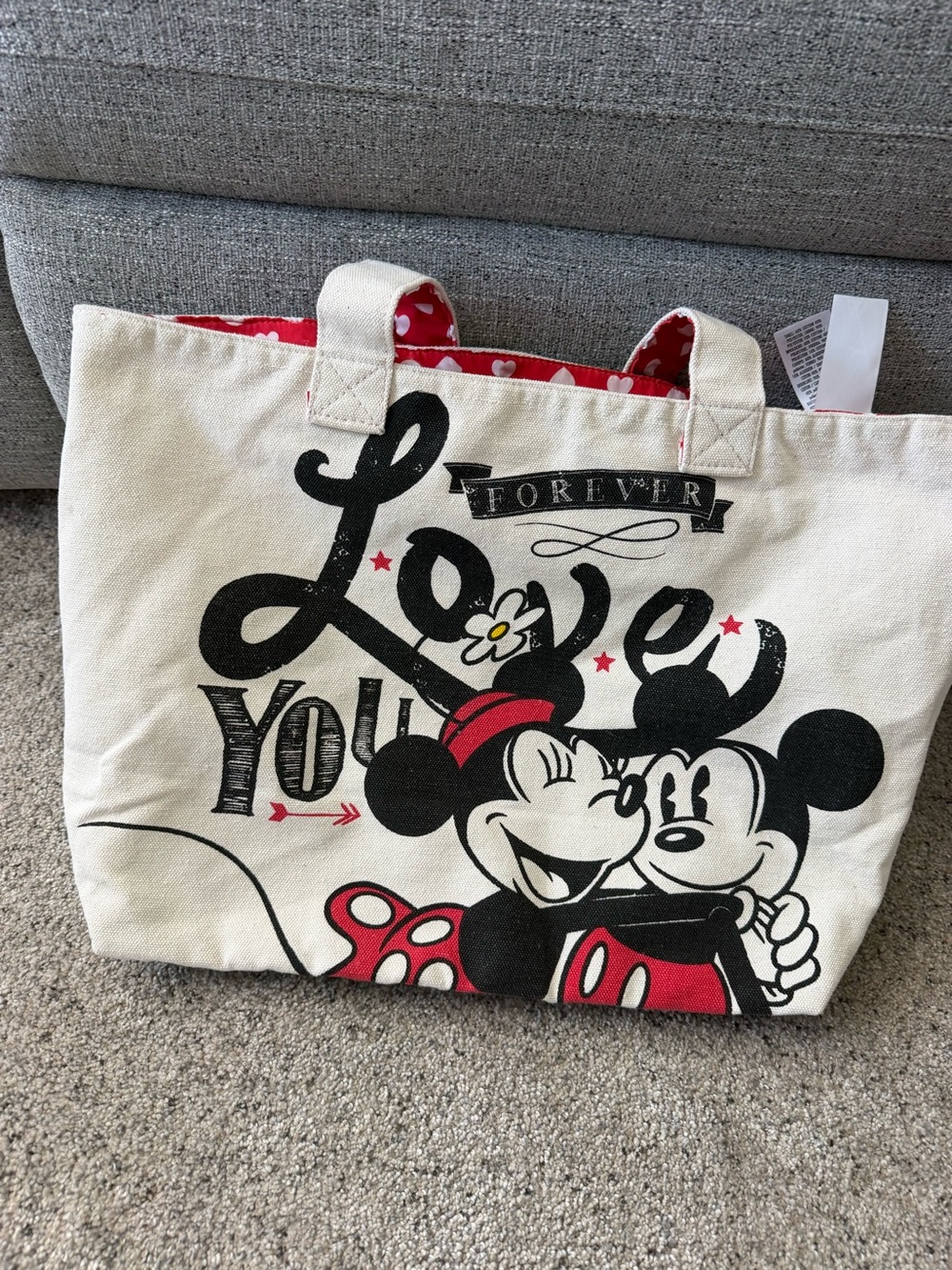 Disney Cream Tote with Mickey & Minnie Red Accents